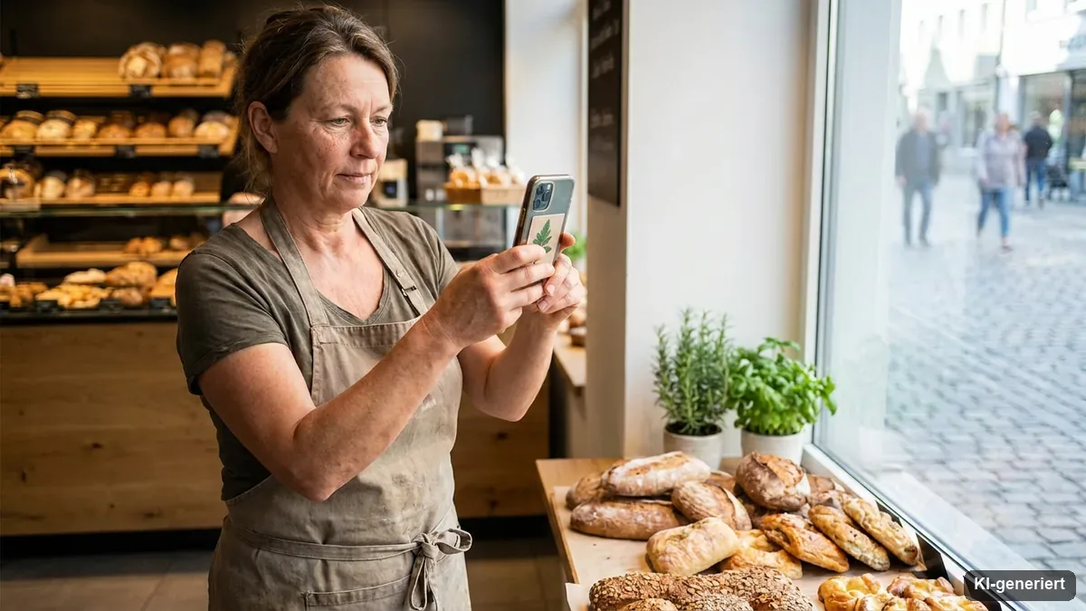 Ladeninhaberin fotografiert ihr Geschäft für das Google-Unternehmensprofil