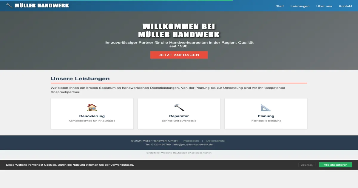 Typische Baukasten-Seite